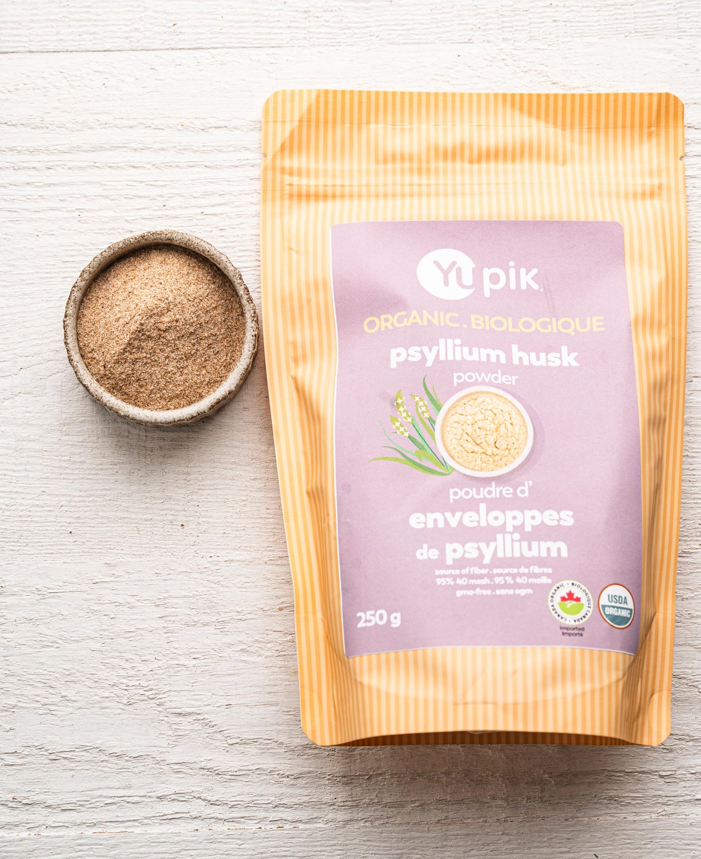 Yupik Organic Whole Husk Psyllium 8.8 Oz, 95% Purity, Soluble Fiber, USDA Certified, Non-GMO, Kosher, Gluten-Free, Sugar-Free & Fat-Free, Unflavored Yupik