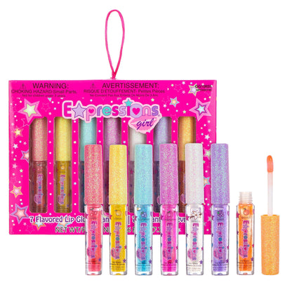 7pc Fruity Flavored Lip Gloss Set - Assorted Fruit Flavor-Great Gift Expressions girl