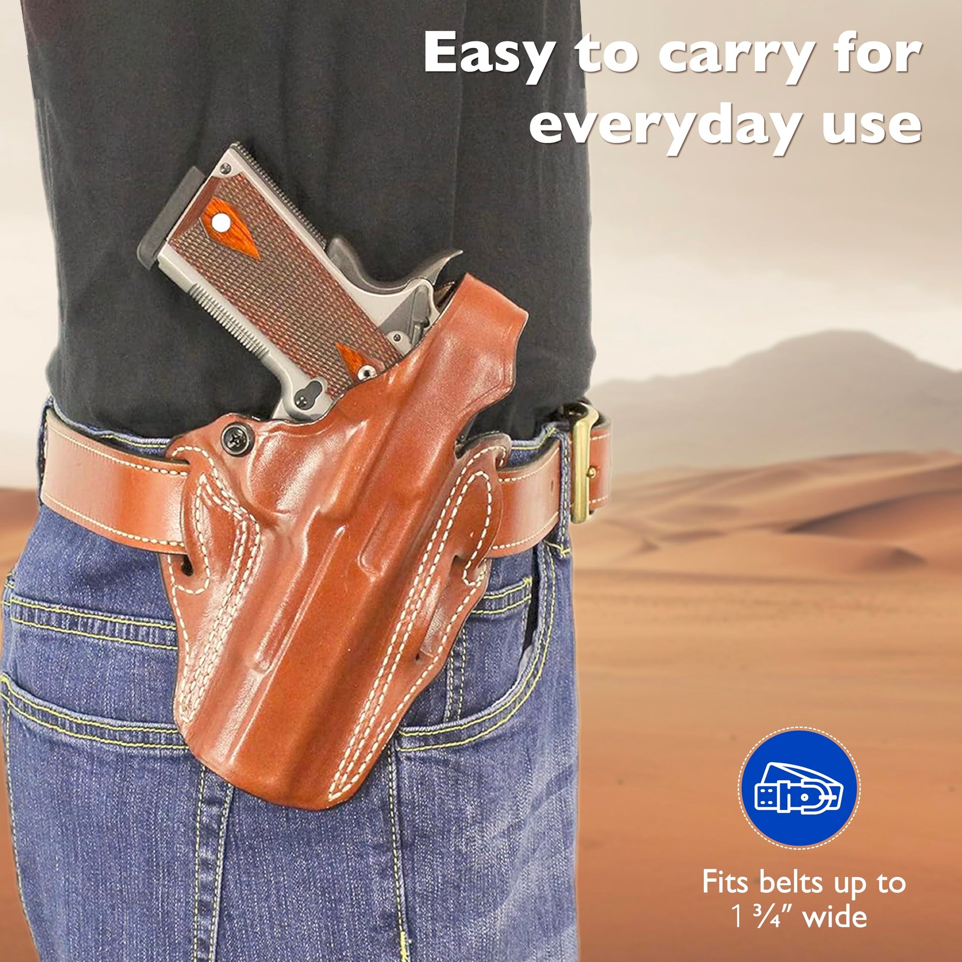 DeSantis Thumb Break Scabbard - OWB Gun Holster for Men and Women, Leather Belt Slide Holster for Pistols, Exact Molding, Secure and Highly Concealable OWB Carry Gsupps Australia