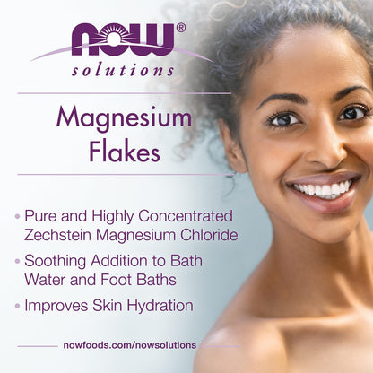 NOW Foods Solutions, Magnesium Flakes, 100% Pure, from the Ancient Zechstein Seabed, Highly Concentrated, 54-Ounce NOW Foods