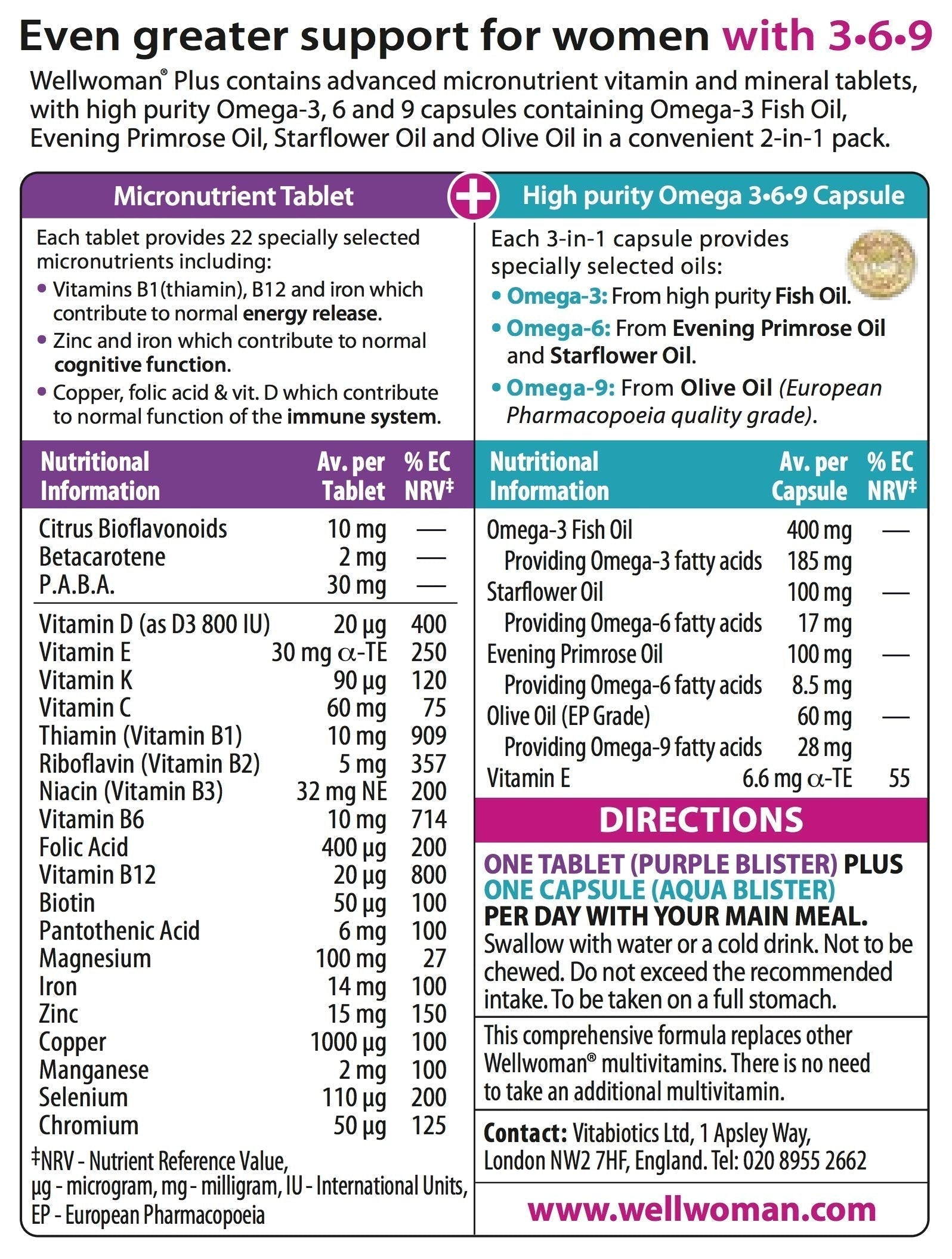 Vitabiotics Wellwoman Plus Omega 3 6 9 - 56 Tablets/Capsules Vitabiotics buy australia supplements