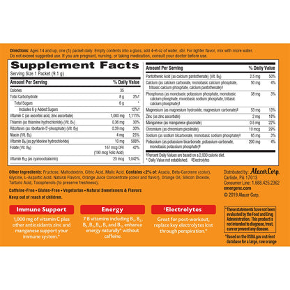 Emergen-C 1000mg Vitamin C Powder for Daily Immune Support Caffeine Free Vitamin C Supplements with Zinc and Manganese Emergen-C