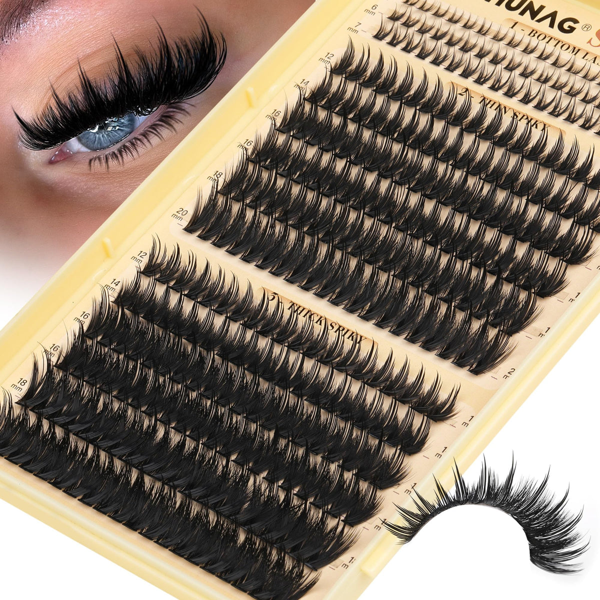 Spiky Manga Lash Clusters 12-20mm Anime Eyelash Clusters 300pcs Cluster Eyelash Extensions Fairy Eyelashes Cluster with Bottom Individual Lashes 80D+100D Volume DIY Lash Extension by TOOCHUNAG TOOCHUNAG