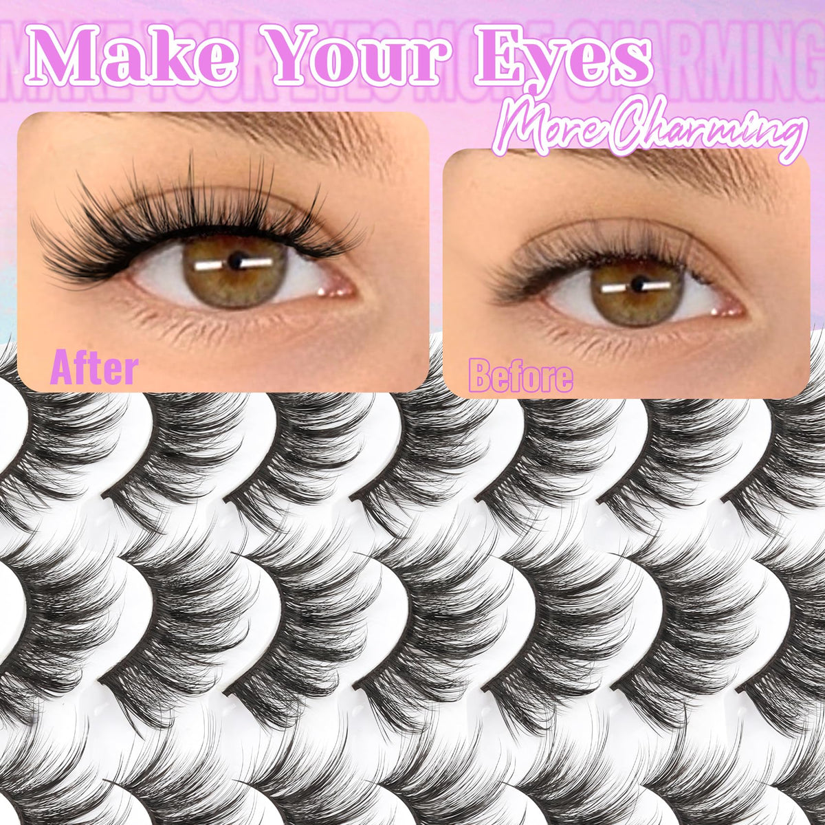 Losha Eyelashes Cat Eye Lashes Natural Look Wispy Faux Mink Lashes (54) Losha