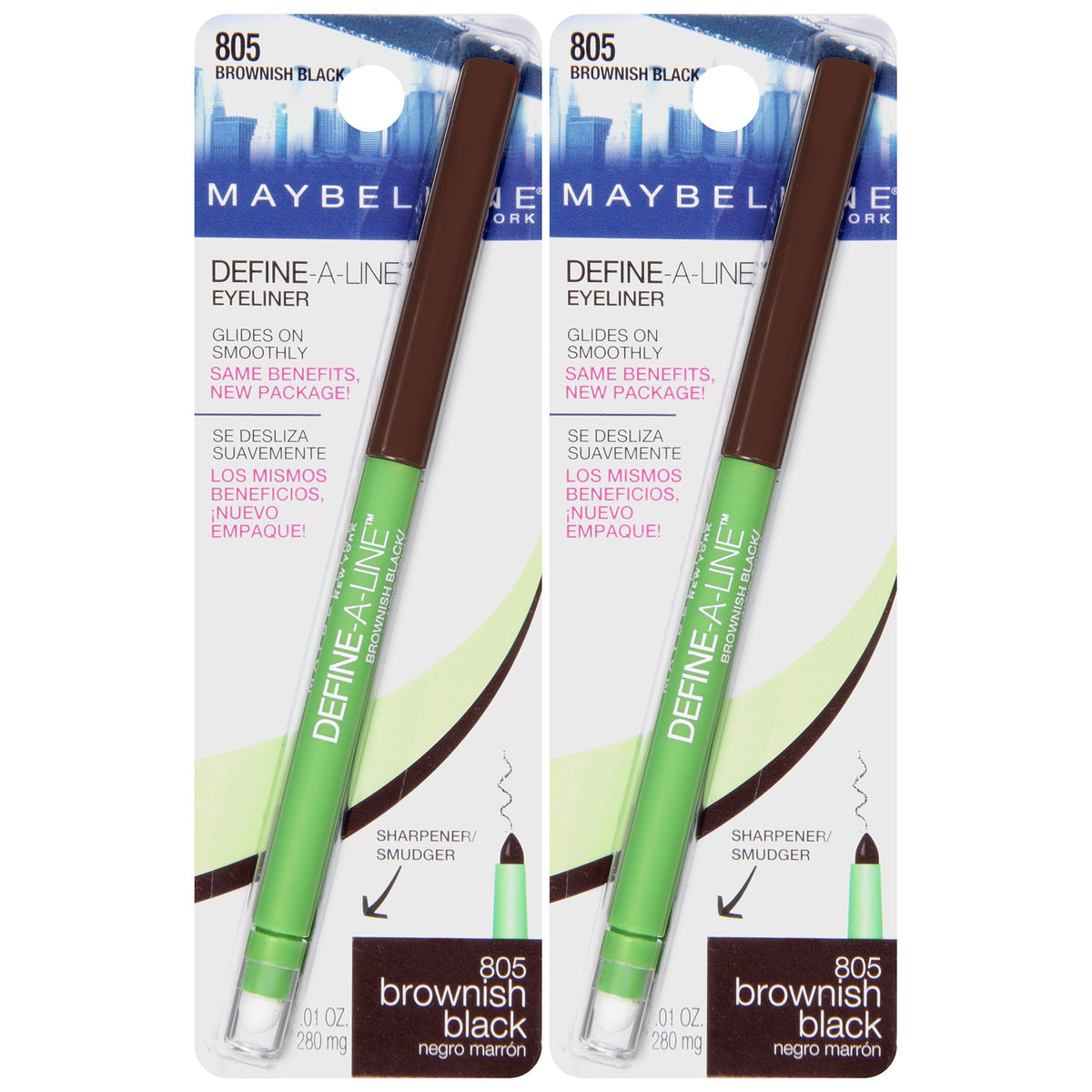 MAYBELLINE Define-A-Line Eyeliner, Brownish Black (Pack of 2) MAYBELLINE