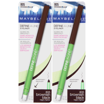 MAYBELLINE Define-A-Line Eyeliner, Brownish Black (Pack of 2) MAYBELLINE