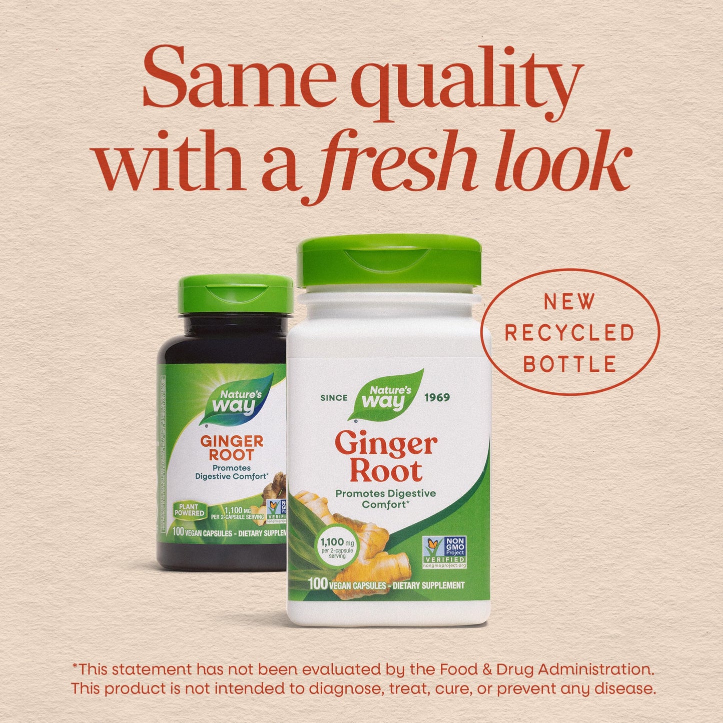 Nature’s Way Ginger Root Capsules, 1100 mg per 2-Capsule Serving Ginger Supplement for Digestive Comfort and Motion-Related Nausea Support Nature's Way