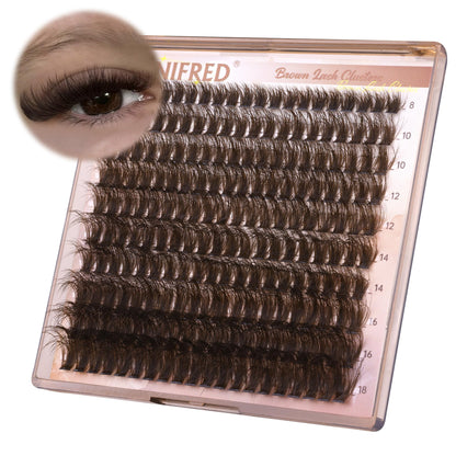 Brown Lash Clusters Dark Brown Individual Lashes Wispy Thick Volume Lash Extension D Curvature Clusters Eyelashes 80D Clusters Lashes by Winifred (8-18mm) Winifred