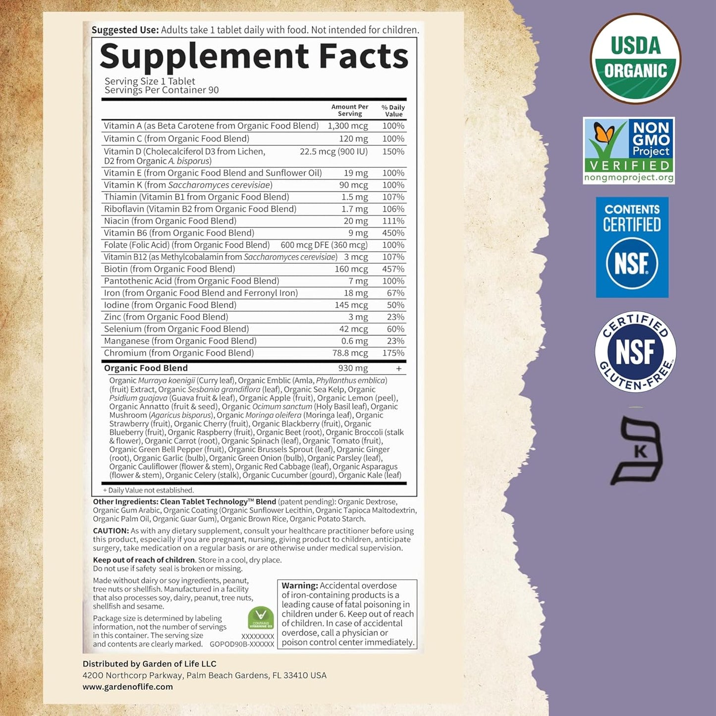 Garden of Life Prenatal Vitamins for Women, Organics Folate for Energy & Healthy Fetal Development, Non-constipating Iron, Vitamin C, B6, B12, D3, Non-GMO, Gluten-Free, Vegan, 90 Day Supply Gsupps Australia