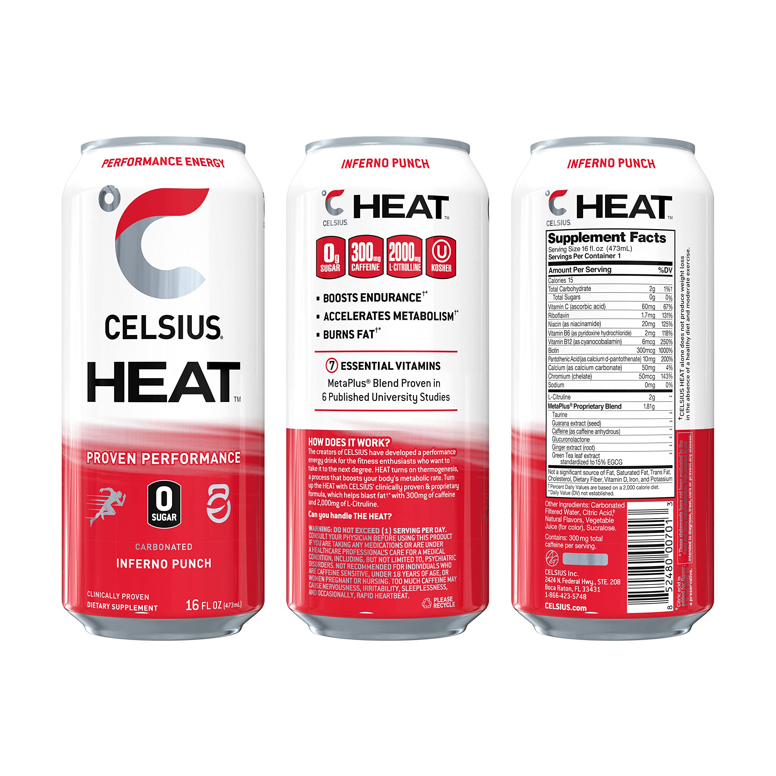 CELSIUS HEAT Inferno Punch Performance Energy Drink, Zero Sugar, 16oz. Can (Pack of 12) CELSIUS buy australia supplements