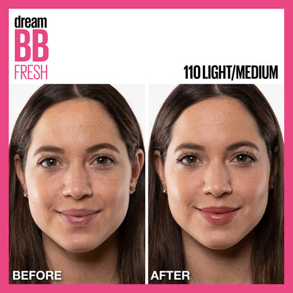 Maybelline Dream Fresh Skin Hydrating BB cream, 8-in-1 Skin Perfecting Beauty Balm with Broad Spectrum SPF 30, Sheer Tint Coverage, Oil-Free, Light/Medium, 1 Fl Oz MAYBELLINE