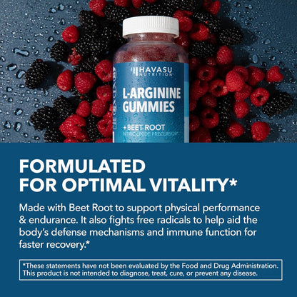 L-Arginine with L-Citrulline and Beet Root Gummies, Sour Berry, 30 Servings | Vegan, Non-GMO Nitric Oxide Supplement for Energy, Endurance, and Recovery Support, Energizing Sour Berry Flavor Gsupps Australia