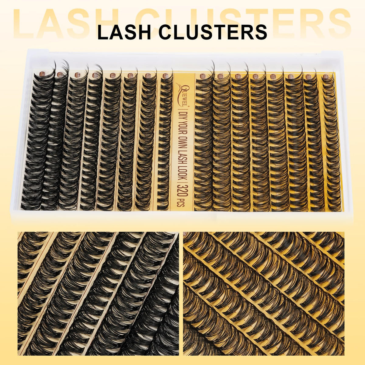 QUEWEL Lash Clusters Kit, 320 Pcs 30D+40D Lash Cluster Eyelash Extensions QUEWEL