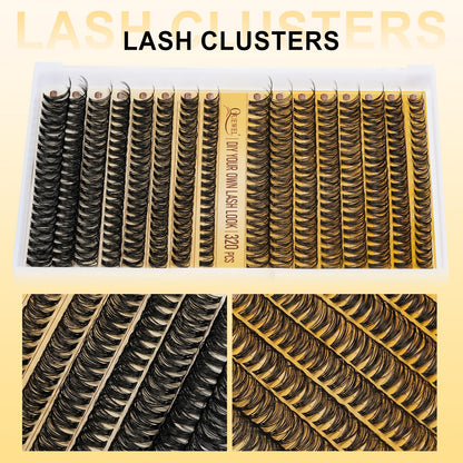 QUEWEL Lash Clusters Kit, 320 Pcs 30D+40D Lash Cluster Eyelash Extensions QUEWEL