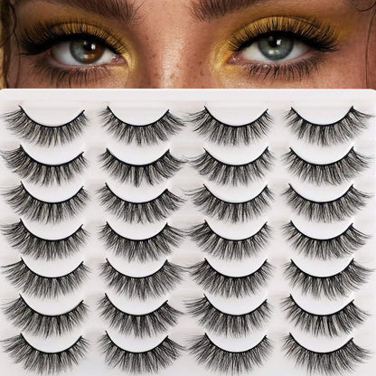 Newcally Lashes False Eyelashes Cat Eyes Wispy Natural Faux Mink Lashes 14 Pairs Pack Light Volume Short Fake Eye Lashes Multipack Newcally