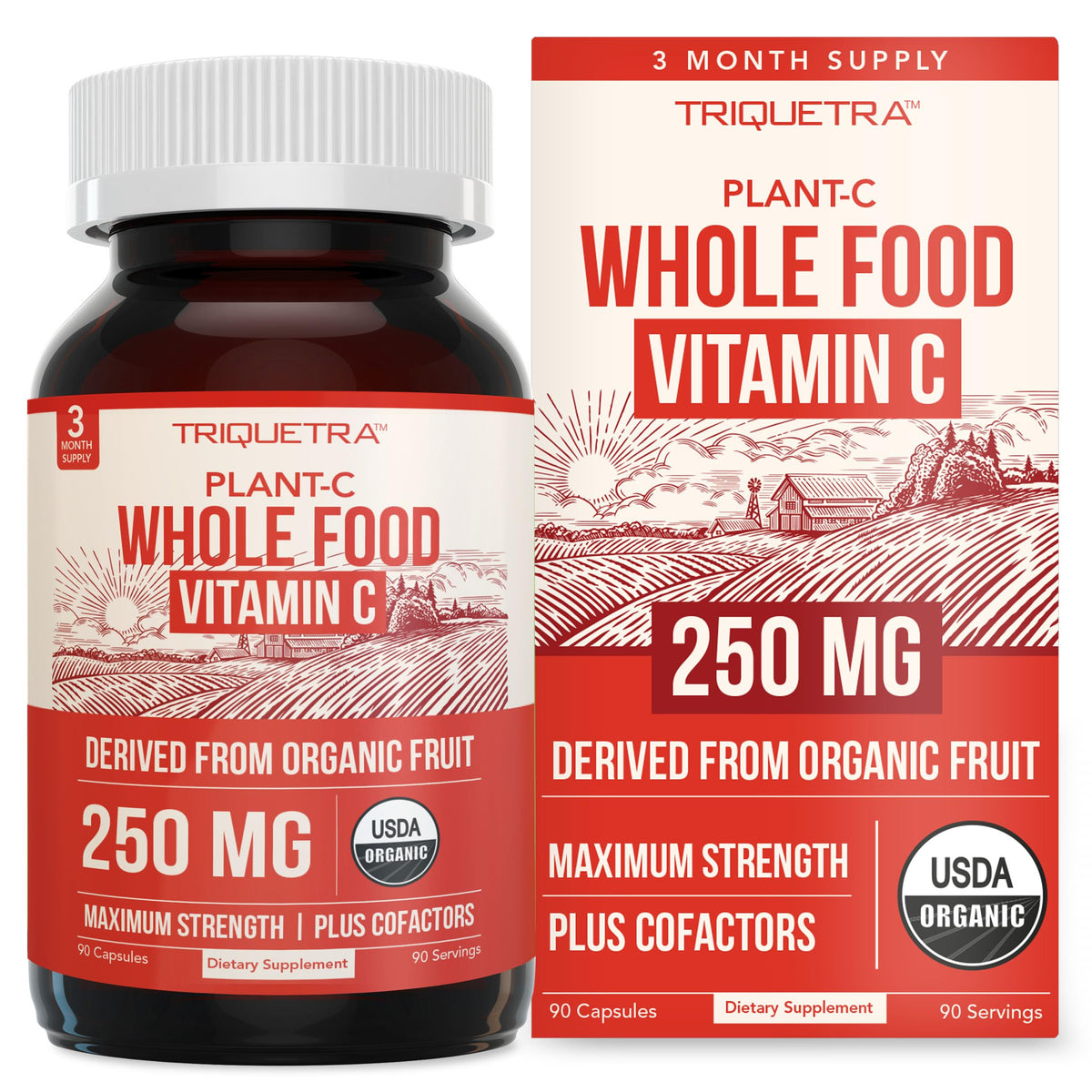 Organic Vitamin C | Whole Food Vitamin C from Fruit Plus Absorption Enhancing Cofactors - Vegan, Enhanced Bioavailability - Immune Support Triquetra Health