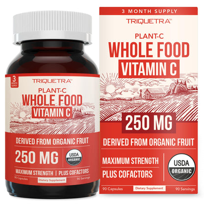 Organic Vitamin C | Whole Food Vitamin C from Fruit Plus Absorption Enhancing Cofactors - Vegan, Enhanced Bioavailability - Immune Support Triquetra Health