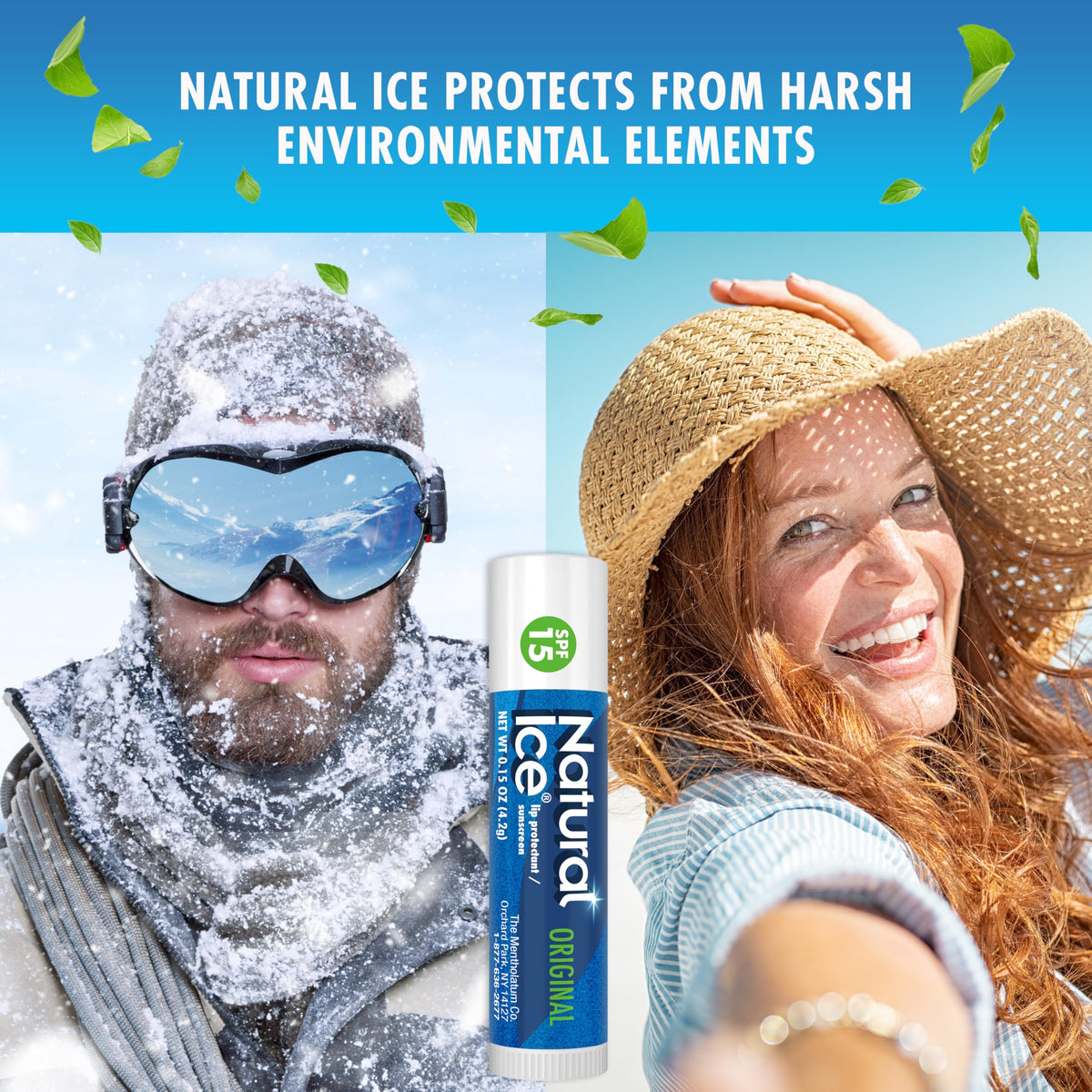 Mentholatum Natural Ice Original Medicated Lip Balm, Hydrating Lip Care for Dry, Chapped Lips, Moisturizing Formula with SPF 15 Helps Prevent Sunburn, Protection for Smooth, Soft Lips (Pack of 12) Natural Ice