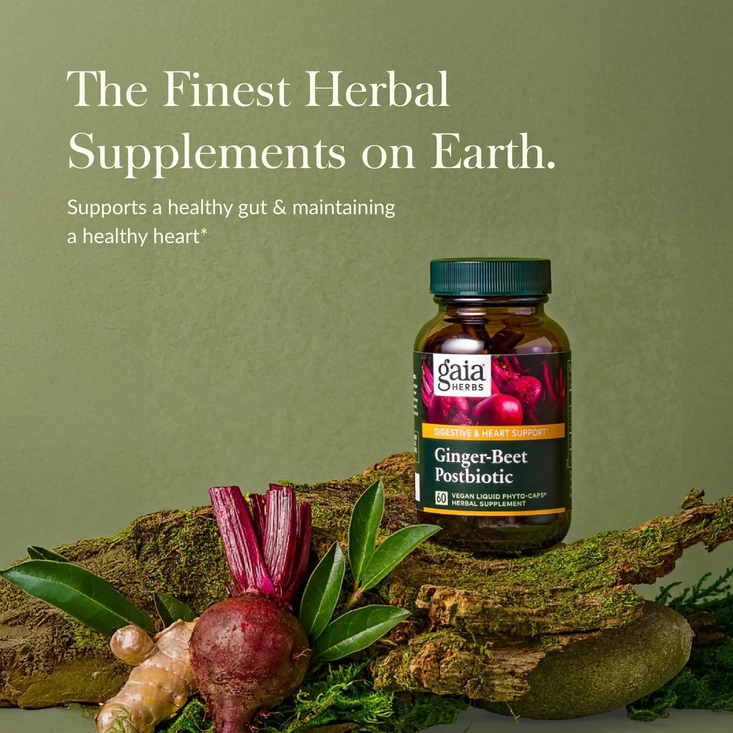 Gaia Herbs Ginger-Beet Postbiotic - Supplement for Gut & Heart Health Support* - Made with Fermented Beets & Ginger - Free from Dairy, Soy & Gluten - 60 Vegan Liquid Phyto-Caps (30 Servings) Gaia Herbs buy australia supplements