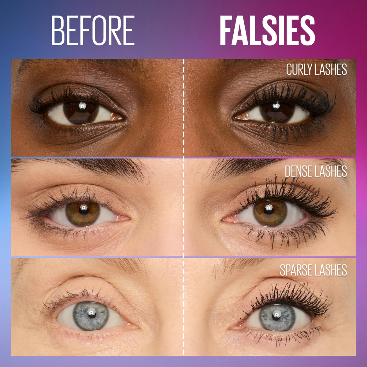 Maybelline Volum' Express The Falsies Waterproof Mascara, Volumizing and Separating Make Up Formula, Very Black, 1 Count MAYBELLINE