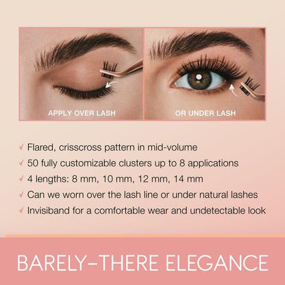 Ardell Naked Clusters 437 – Lightweight Human Hair Natural Cluster Lashes with Invisiband, Mixed Length 8–14 mm, DIY Lash Extensions, 50 Lash Clusters Ardell