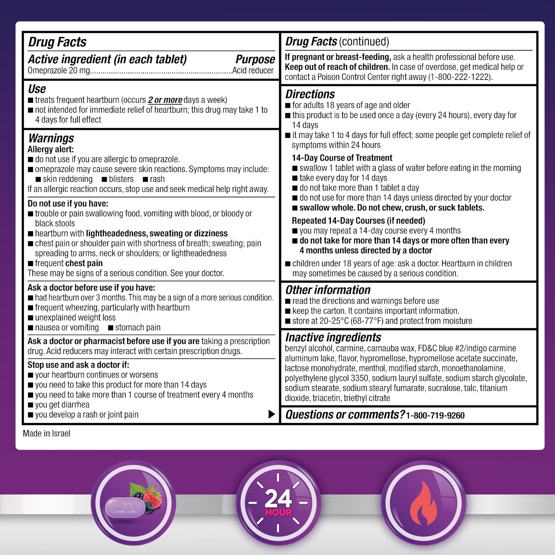 Amazon Basic Care Omeprazole Delayed Release Tablets 20 mg, Acid Reducer, Wildberry Mint Coated Tablet, Heartburn Medicine, 42 Count Amazon Basic Care buy australia supplements