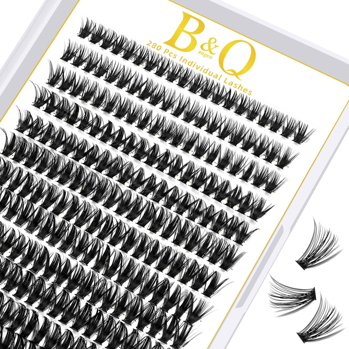 B&Q 40D D-Curl Lash Clusters 280PCS DIY Wispy Cat Eye Extensions B&Qaugen