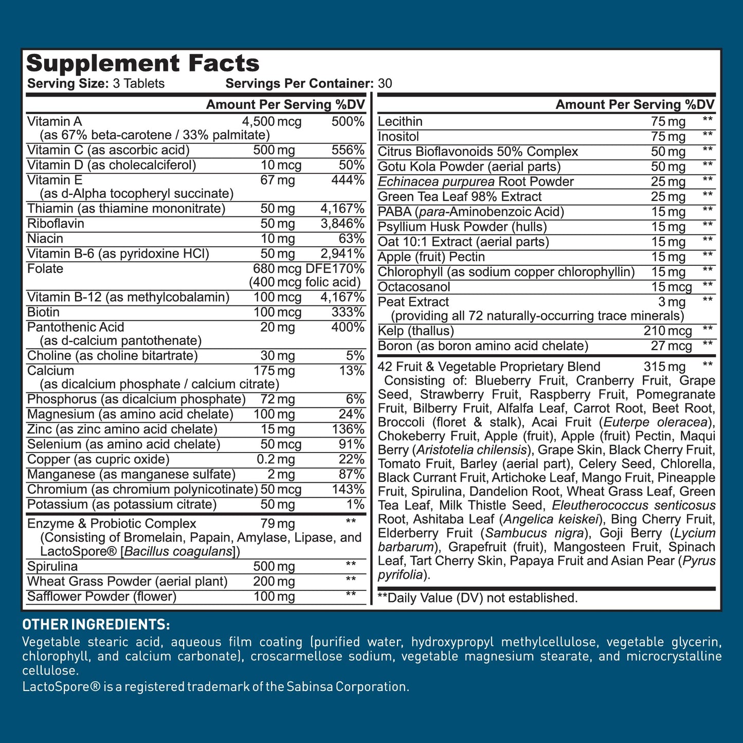 Dr. Tobias Adult Multivitamin for Women & Men - Immune Supporting Vitamins from 42 Fruits, Vegetables, Plus Probiotics, Vegan Multivitamins for Men & Women - Non-GMO (90 Tablets, 30 Servings)