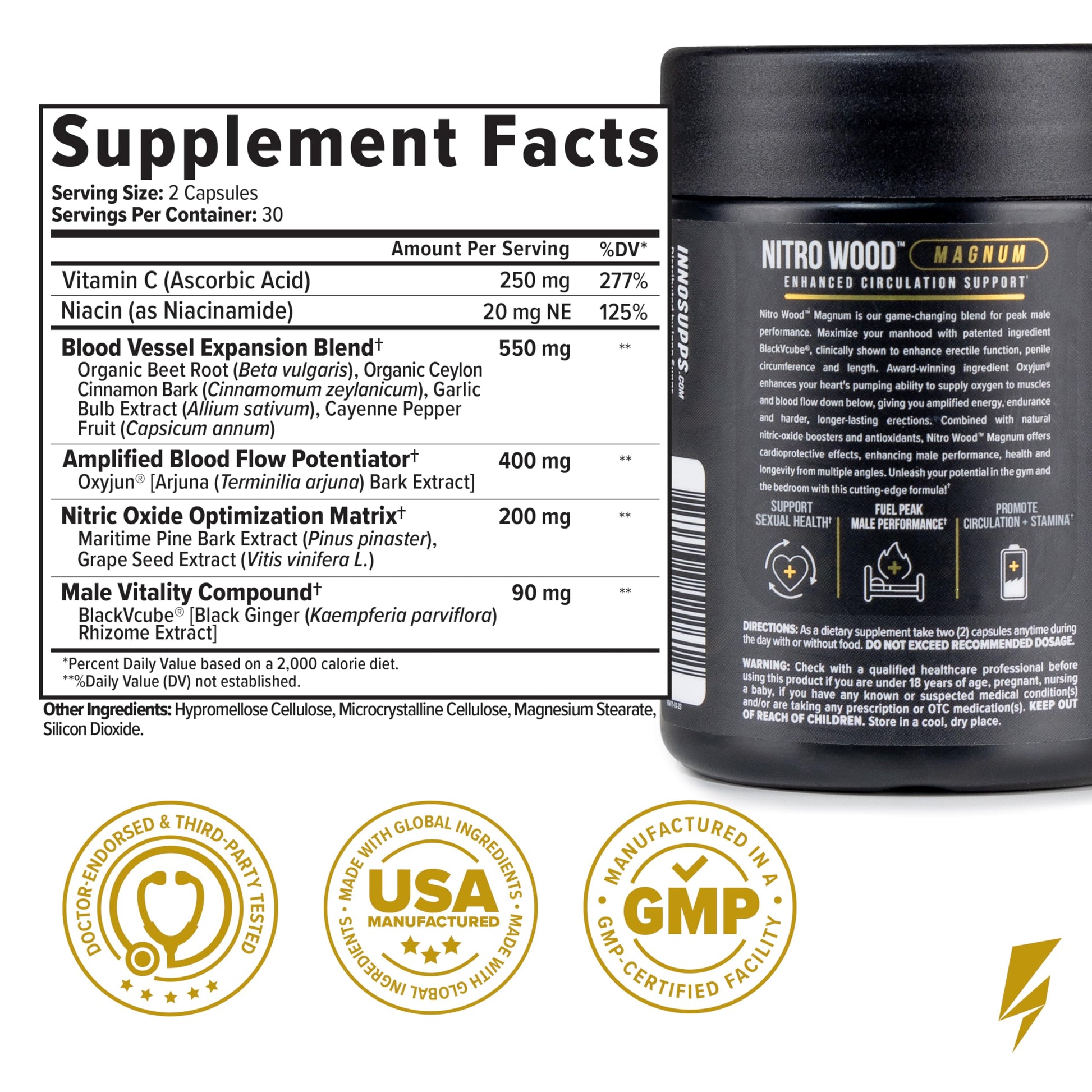 InnoSupps Nitro Wood Magnum – Nitric Oxide Booster for Men – Supports Blood Flow, Circulation & Male Performance – Stamina, Endurance & Size Support – 60 Veg Capsules InnoSupps buy australia supplements