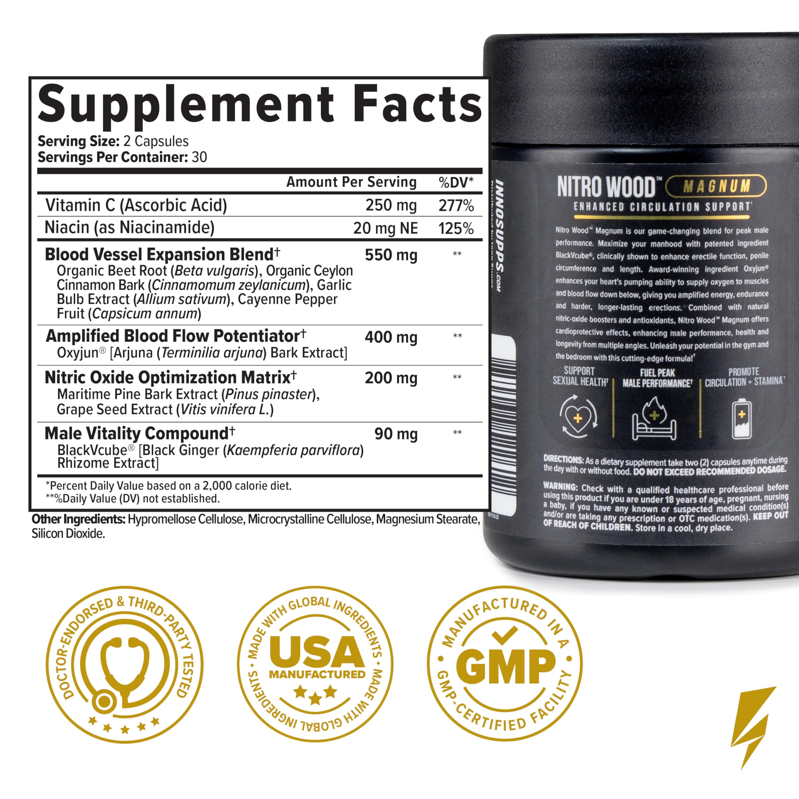 InnoSupps Nitro Wood Magnum – Nitric Oxide Booster for Men – Supports Blood Flow, Circulation & Male Performance – Stamina, Endurance & Size Support – 60 Veg Capsules InnoSupps buy australia supplements
