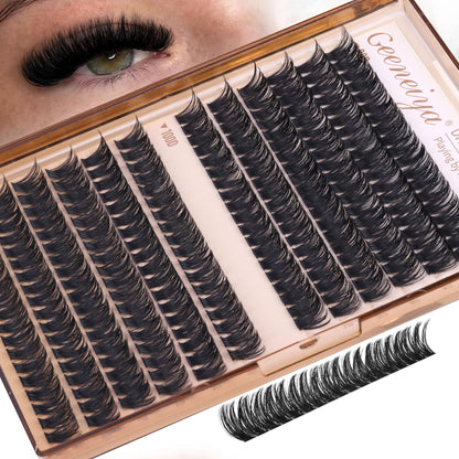 Geeneiya 12MM Volume Lash Clusters D Curl Cluster Eyelash Extensions Thick Cluster Lashes Only 12MM 80D+100D DIY Lash Extension Waterproof Geeneiya