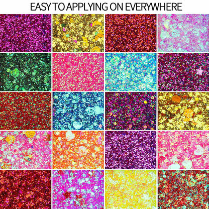 FANDAMEI 40 Colors Face Glitter, Face Paint Glitter Gel - Face Glitter for Women Girls, No Glue Needed, Multi-Purpose Glitter Makeup for Hair Face Body Halloween Rave Carnival Fandamei