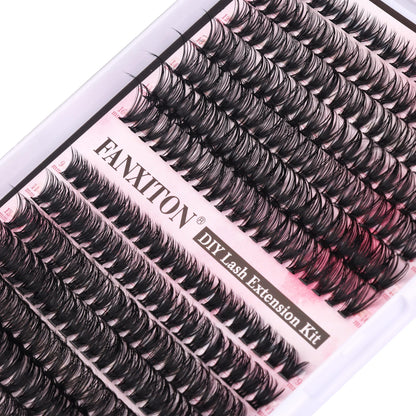 Cluster Lashes 280 pcs Lash Clusters D Volume Eyelashes Extensions 9-16 mm Mix 40D+50D Individual Lashes Thin Band Eyelashes Cluster for DIY Lash Extension Beginners (Lash Clusters) FANXITON