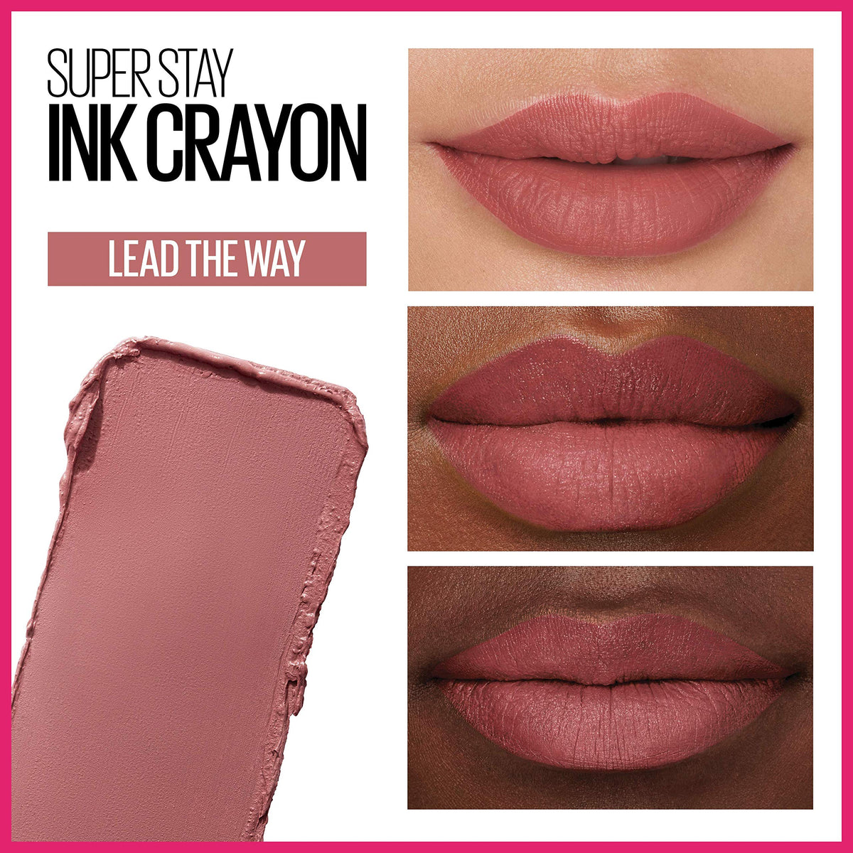 Maybelline Super Stay Ink Crayon Lipstick Makeup, Precision Tip Matte Lip Crayon with Built-in Sharpener, Longwear Up To 8Hrs, Lead The Way, Pink Beige, 1 Count MAYBELLINE