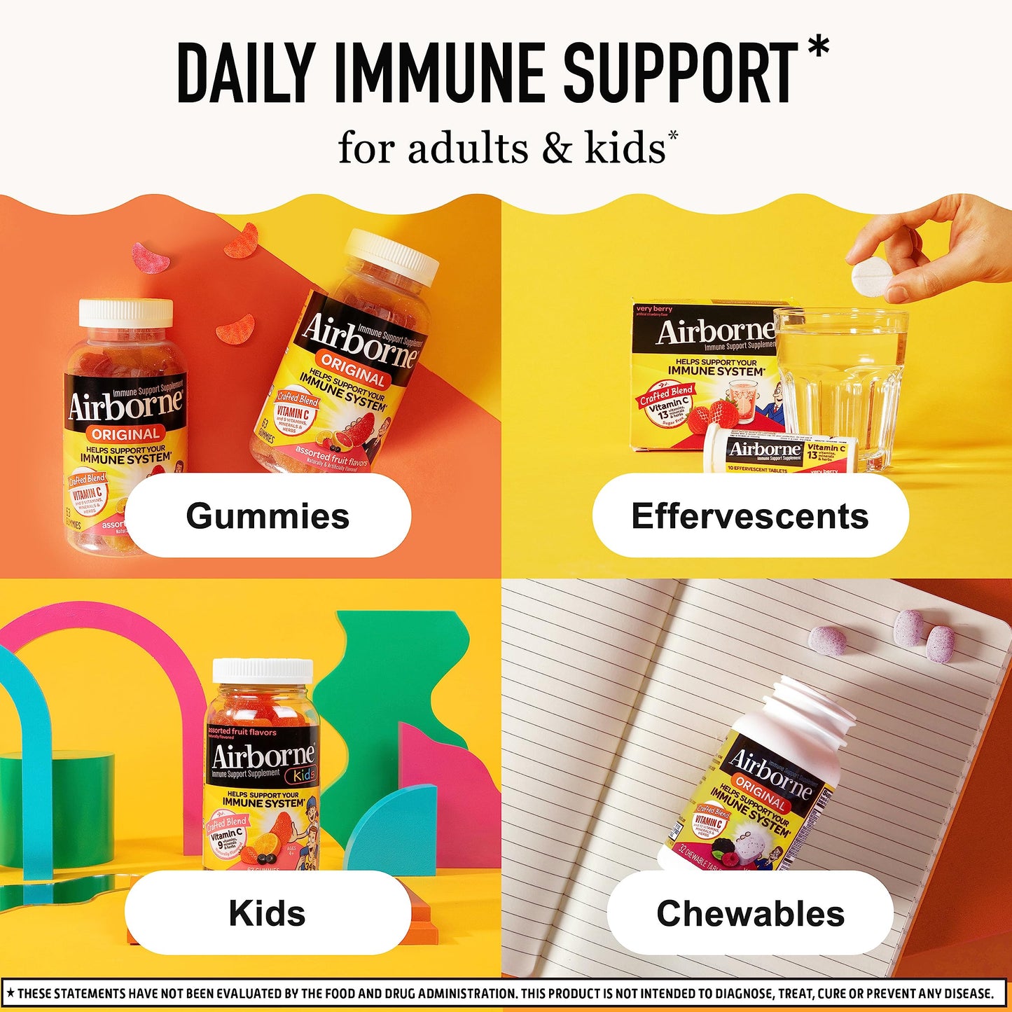 Airborne Elderberry + Zinc & Vitamin C Gummies For Adults, Immune Support Vitamin D & Zinc Gummies With Powerful Antioxidant Vitamins C D & E Airborne