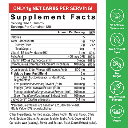 Force Factor ProbioSlim Keto ACV Gummies, Organic Apple Cider Vinegar Gummies with LactoSpore Probiotics & Prebiotics to Support Digestion, Metabolism, & Immune Health Force Factor
