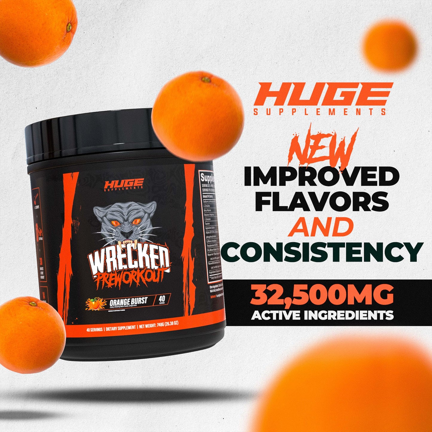 Wrecked Pre Workout Powder, Advanced Formula, Boosts Energy, Focus, Pumps & Performance, 10g L-Citrulline, 6.4g Beta Alanine, 5g Tyrosine, 1g Alpha GPC, 375mg Fast-Acting Caffeine & More (40 Servings)