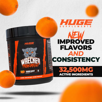 Wrecked Pre Workout Powder, Advanced Formula, Boosts Energy, Focus, Pumps & Performance, 10g L-Citrulline, 6.4g Beta Alanine, 5g Tyrosine, 1g Alpha GPC, 375mg Fast-Acting Caffeine & More (40 Servings)