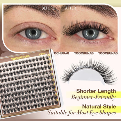Short Lash Clusters 9-12mm Wispy Cluster Eyelash Extensions 160pcs Natural Individual Lashes Natural Look C Curly Thin Band Eyelashes Clusters by TOOCHUNAG TOOCHUNAG