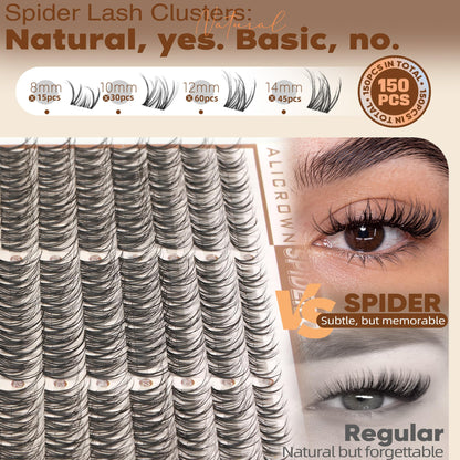 Spider Lash Clusters Breeze Wispy Eyelash Clusters D Curly Clusters Eyelash Extensions Natural 8-14MM Kim K Style Lash Extensions with Invisible Band for DIY at Home ALICROWN ALICROWN HAIR