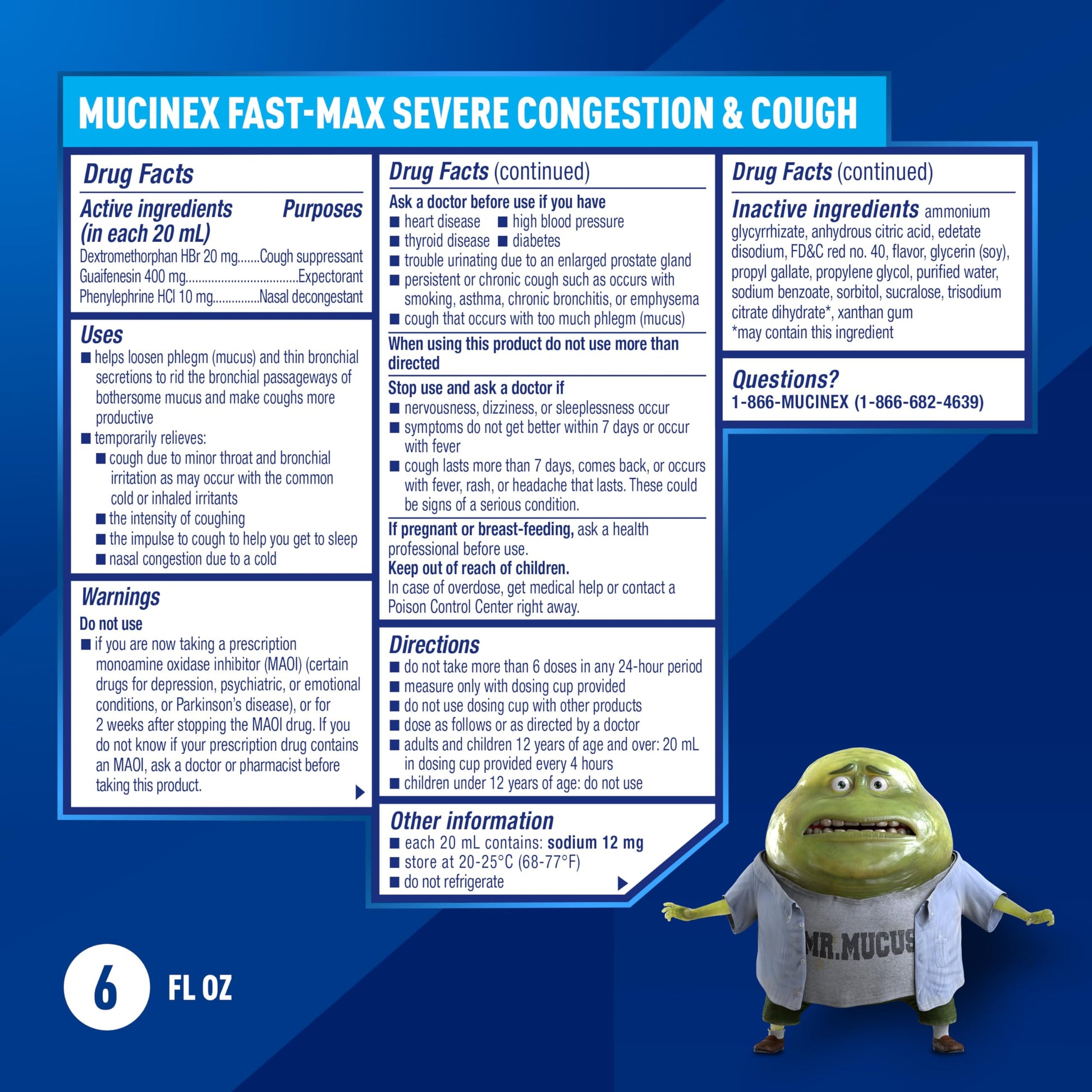 Mucinex Fast-Max Severe Congestion & Cough Medicine, Maximum Strength Symptom Relief, Over-The-Counter Medication, Cold Medicine, Cough Suppressant, Expectorant, Nasal Decongestant, 6 FL OZ Mucinex buy australia supplements