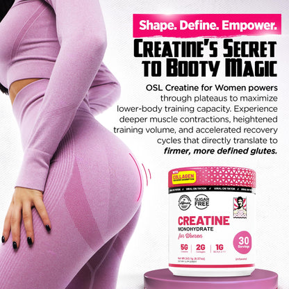 Old School Labs Creatine for Women – Post-Workout Supplement with 5000mg Creatine Monohydrate Powder, 2000mg Collagen & BCAA 2:1:1 for Strength Support & Recovery Old School Labs