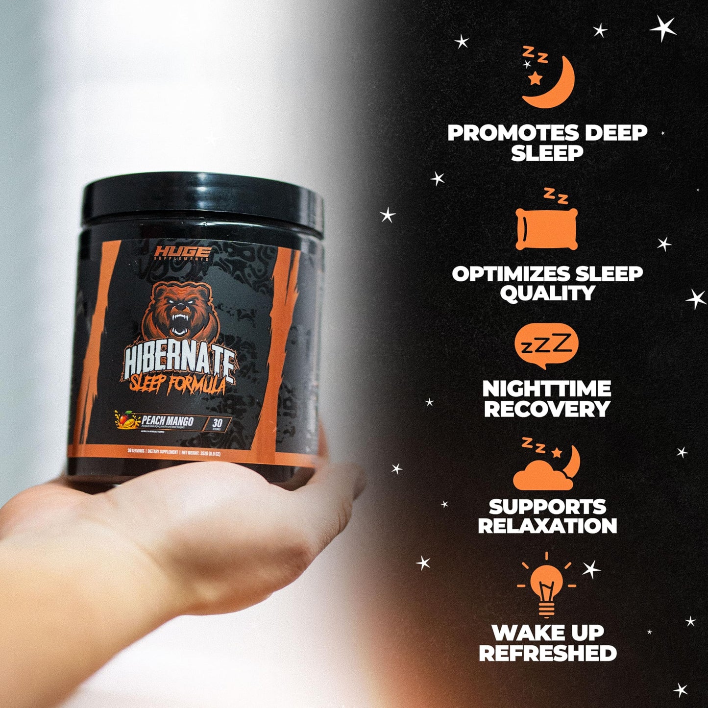 Hibernate Sleep Supplement, Complete & Optimally Dosed Sleep Recovery Formula, Relax & Unwind, Includes GABA, Valerian Root, Melatonin, 5-HTP & More (30 Servings) (BlackBerry Lemonade)