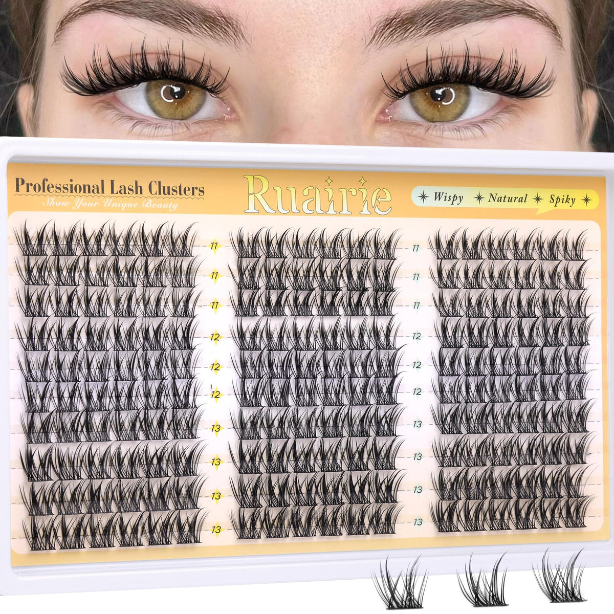 Manga Lash Clusters Wispy Eyelash Clusters Natural 180pcs Individual Lashes Spiky Lashes Clusters C Curly Cluster Eyelash Extensions 11-13mm DIY at Home Eyelashes Clusters by Ruairie Ruairie