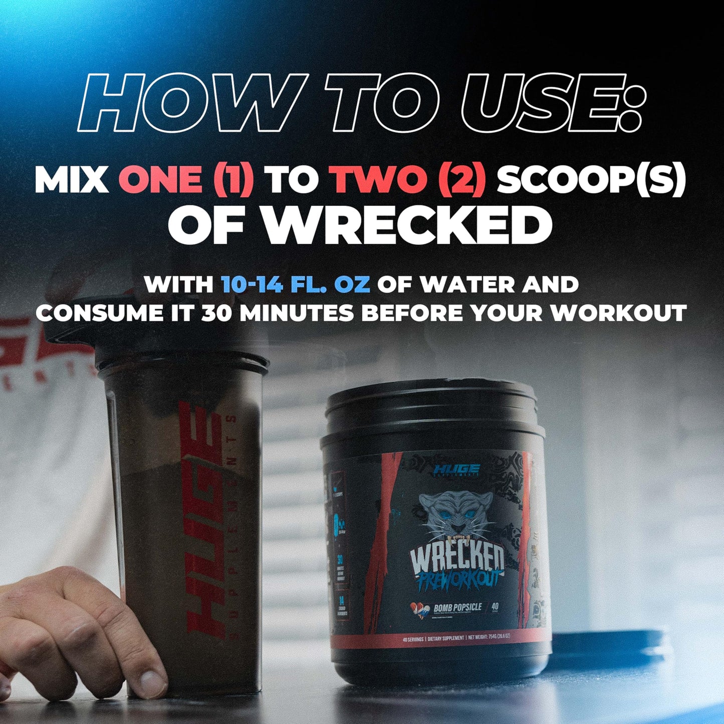 Wrecked Pre Workout Powder, Advanced Formula, Boosts Energy, Focus, Pumps & Performance, 10g L-Citrulline, 6.4g Beta Alanine, 5g Tyrosine, 1g Alpha GPC, 375mg Fast-Acting Caffeine & More (40 Servings)