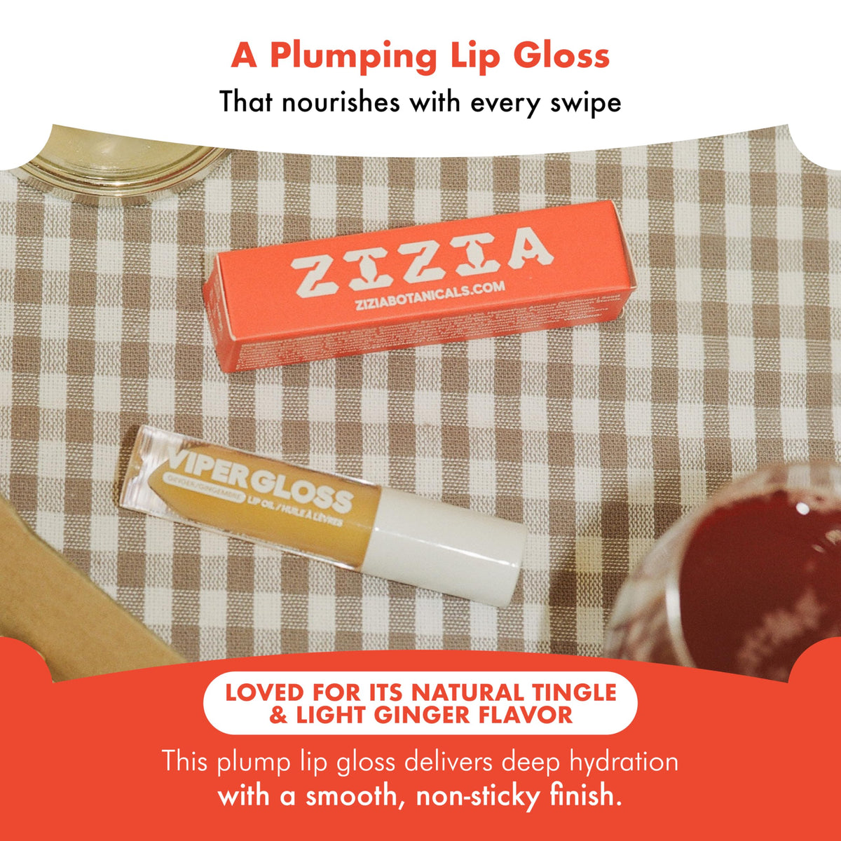 Zizia Viper Lip Gloss - Non-Sticky Finish, Hydrating Lip Oil, 0.14 fl oz Zizia Botanicals