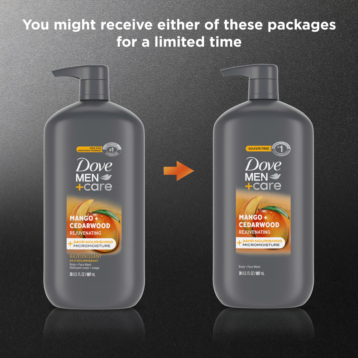 DOVE MEN + CARE Body and Face Wash Rejuvenating Mango + Cedarwood, 30 oz DOVE MEN + CARE