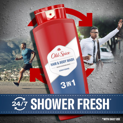 Old Spice Refreshing 2-in-1 Hair & Body Wash Conditioner for Men, High Endurance, 3X Defense, 24/7 Shower Fresh with Lasting Scent, Scented, 24 oz Old Spice