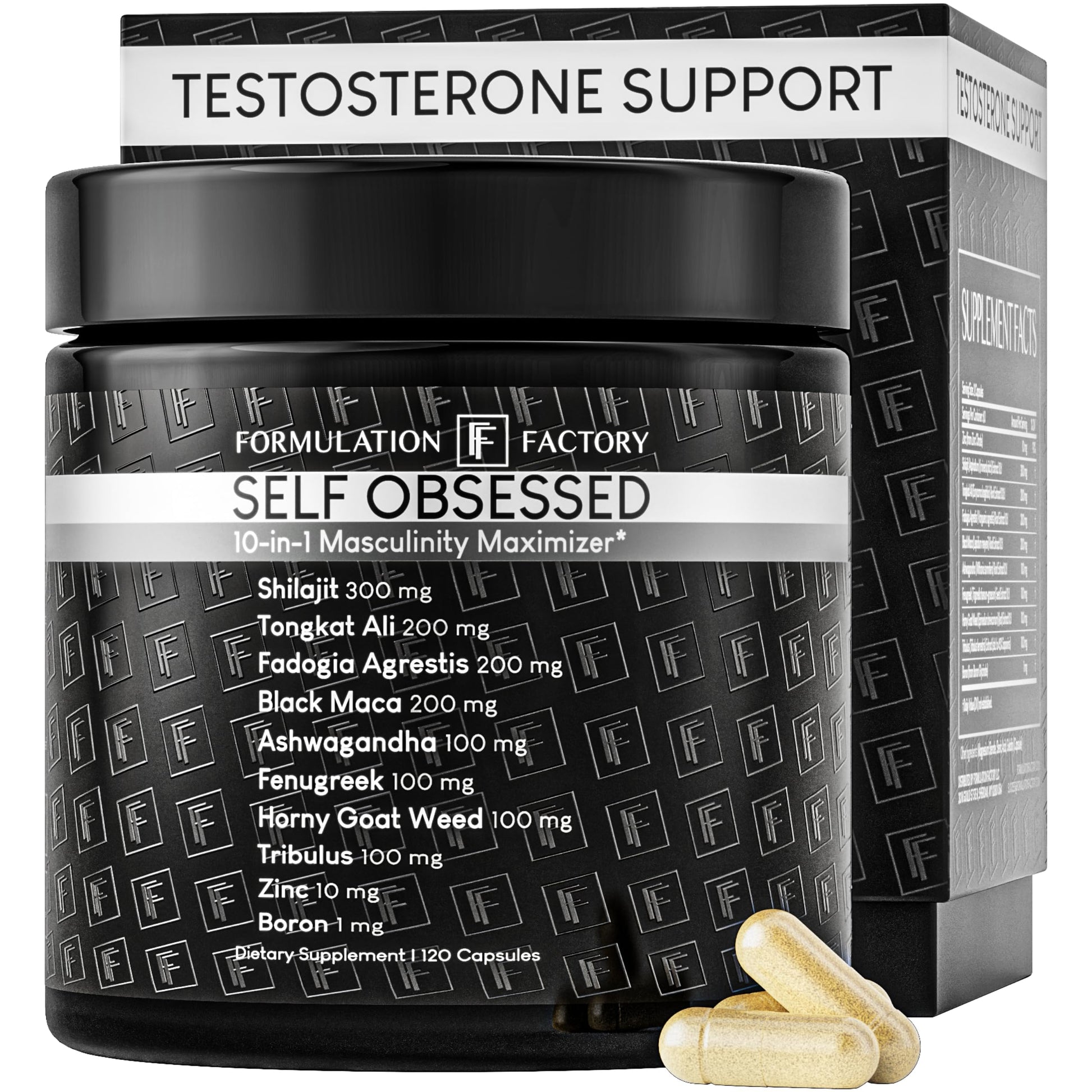 Formulation Factory Self Obsessed 10-in-1 Natural Booster for Men, Supplement for Men with Shilajit, Tongkat Ali, Fadogia Agrestis, 120 Capsules, 2 Month Supply Formulation Factory buy australia supplements