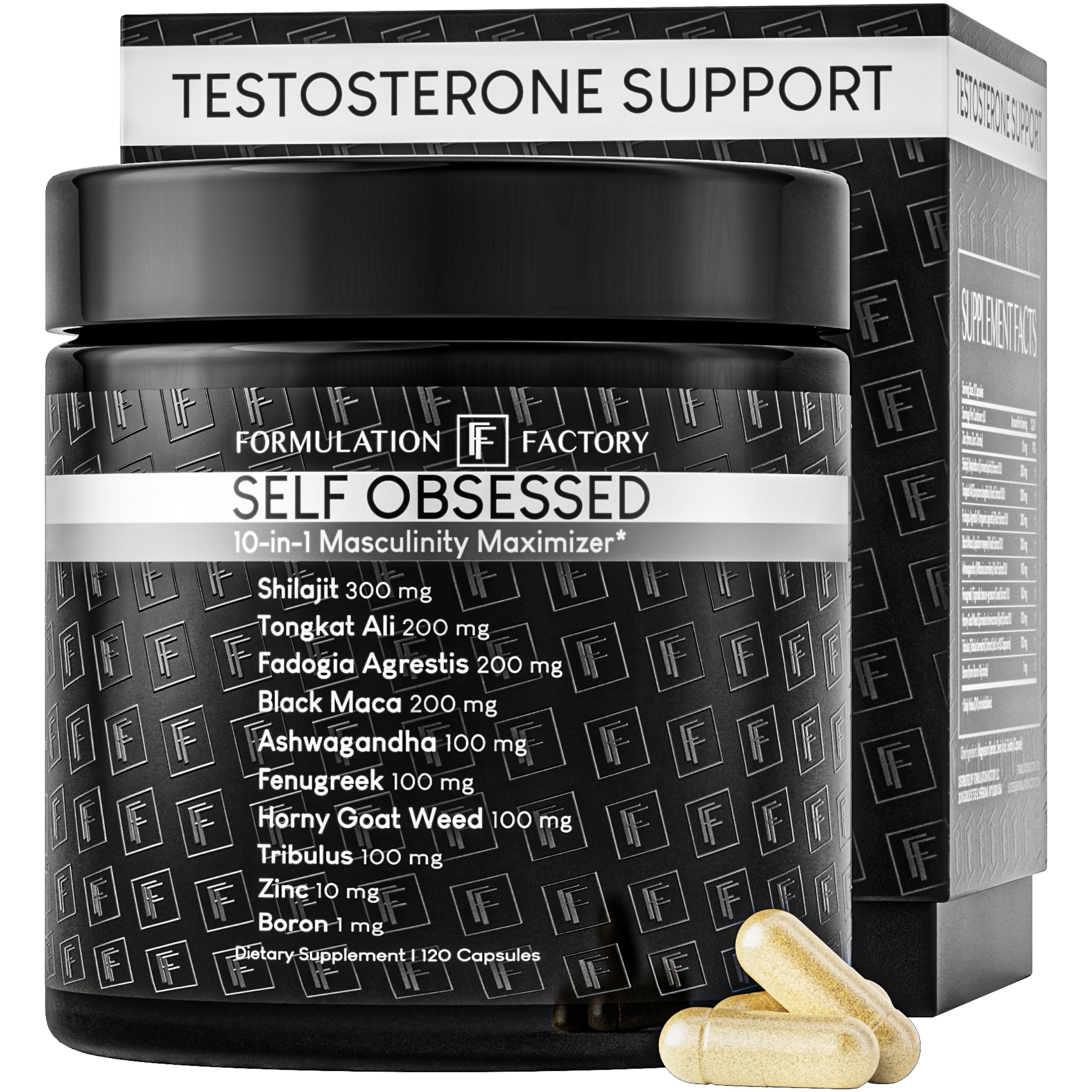 Formulation Factory Self Obsessed 10-in-1 Natural Booster for Men, Supplement for Men with Shilajit, Tongkat Ali, Fadogia Agrestis, 120 Capsules, 2 Month Supply Formulation Factory buy australia supplements